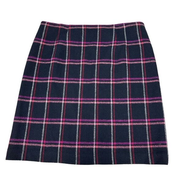 Talbots Womens Navy Plaid Straight Wool Skirt Size 10 - Picture 2 of 6